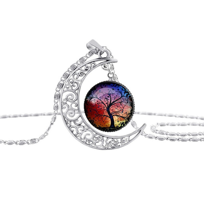 Tree of Life Glass cabochon Necklaces Pendant Moon Time Gemstone Necklace Chain for Women children fashion jewelry will and sandy, Silver
Tree of Life Glass cabochon Necklaces Pendant Moon Time Gemstone Necklace Chain for Women children fashion jewelry will and sandy, Silver