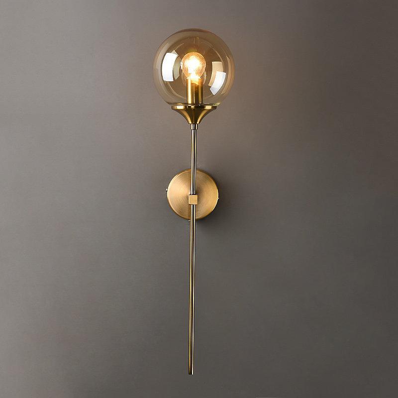 Wall Lamp Modern LED Glass Ball Nordic Clear/Amber/Smoke Gray E14 Gold Decorative Sconce Bedroom Bedside Pendant Light