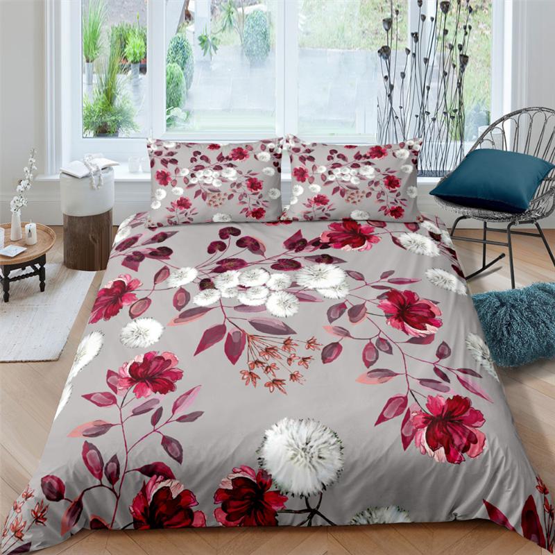 Leaf Floral Duvet Cover Single Full Queen King Double Size Bedding Set Plant Pillowcase Quilt Bed Covers Linen Sets