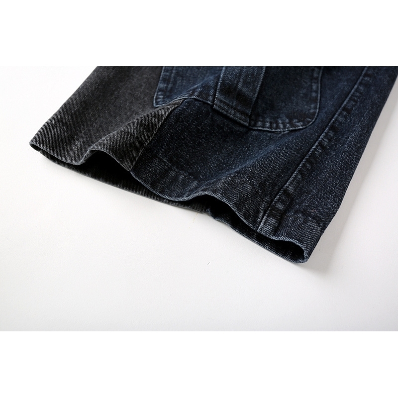 IEFB Spring High Street Zipper Detachable Black Jeans Streetwear Hip Hop Loose Straight Overalls Wide Leg Daddy Pants Y5578 210524