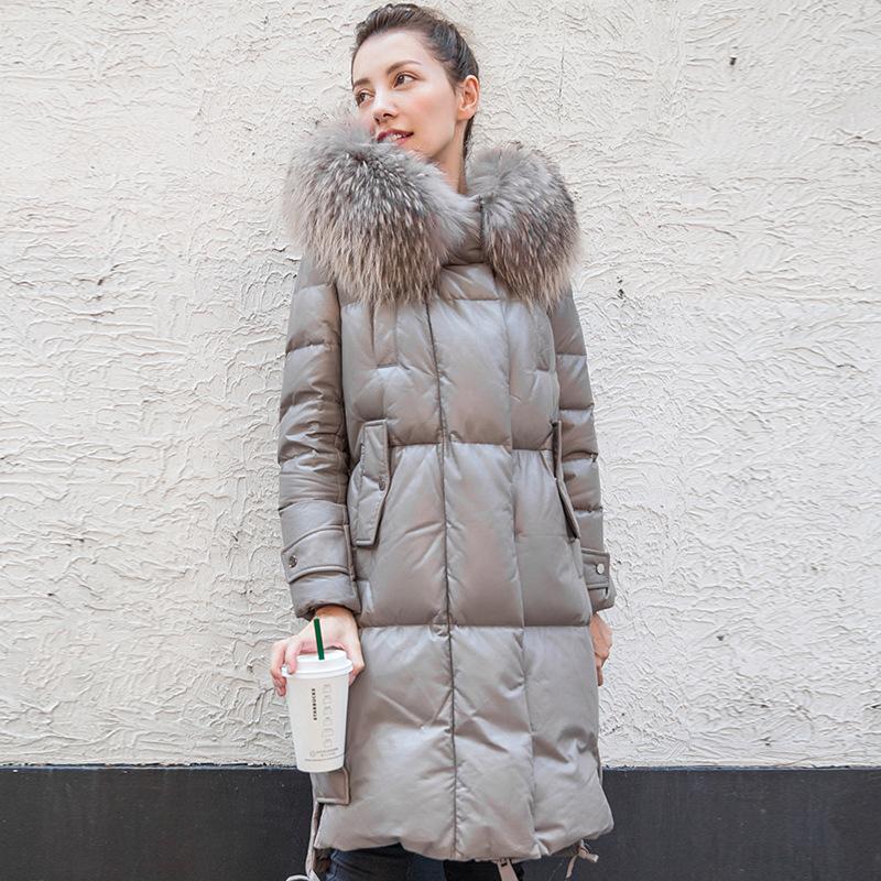 Women's Leather & Faux Winter Down Jacket Genuine Sheepskin Jackets Raccoon Fur Collar Hooded Warm Overcoats, Black
Women's Leather & Faux Winter Down Jacket Genuine Sheepskin Jackets Raccoon Fur Collar Hooded Warm Overcoats, Black