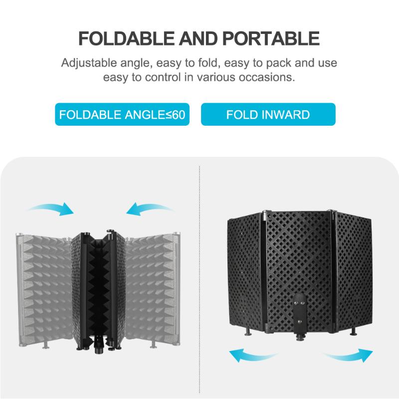 Microphones Microphone Isolation Shield 3 Panel With Stand Sound-proof Plate Acoustic Foams Foam For Studio Recording Bm800