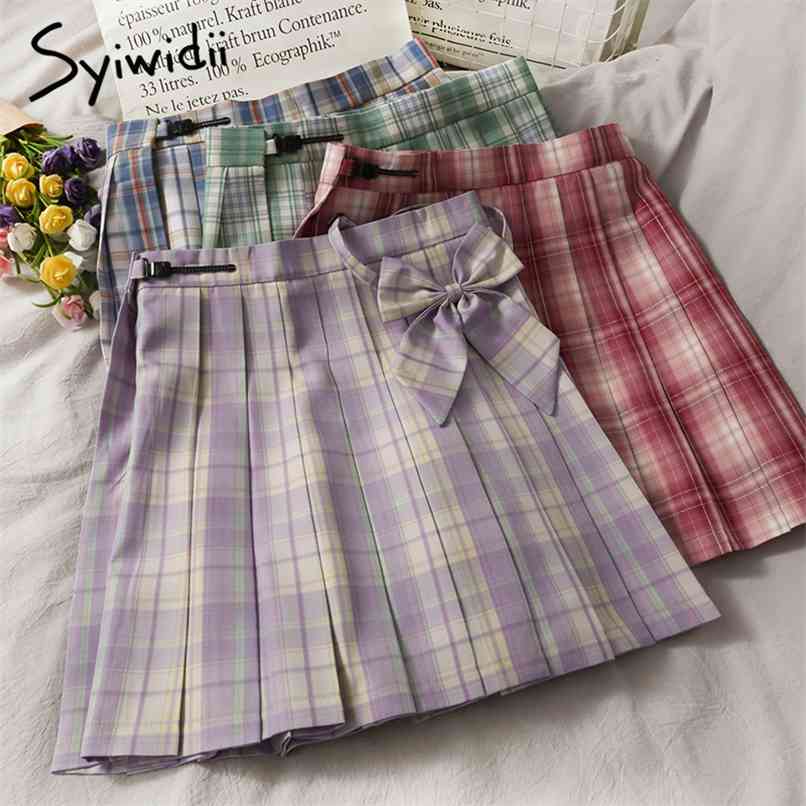 Bow Plaid Skirt for Women High Waist Casual A-Line Pleated Purple Spring Summer Korean Fashion Mini Skirts 210607, Gray blue grid
Bow Plaid Skirt for Women High Waist Casual A-Line Pleated Purple Spring Summer Korean Fashion Mini Skirts 210607, Gray blue grid