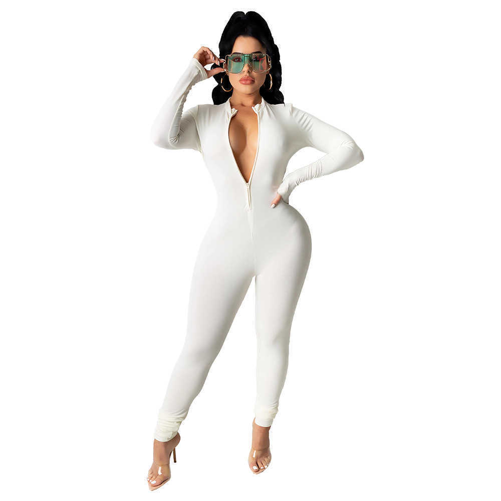 Designers Women jumpsuits Clothes 2023 solid color zipper long sleeve sexy slim fit women's Leggings pants amp rompers