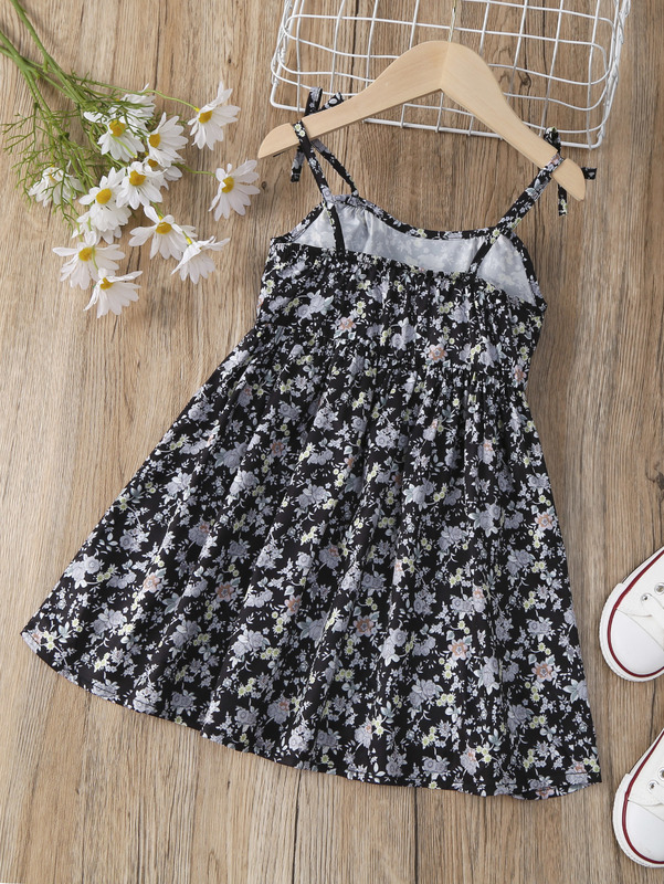 Toddler Girls Floral Print Tie Shoulder Cami Dress SHE