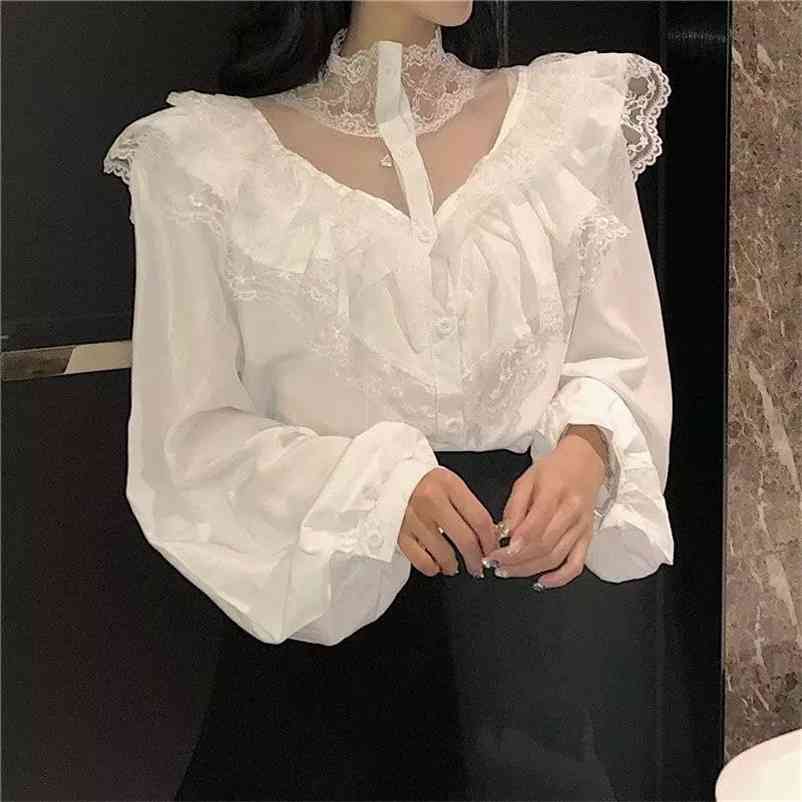 Autumn Turtleneck Blouses Women Lace Patchwork Long Sleeve Shirts Female Solid Vintage Tops Korean Blusas Mujer 210519, White blouse
Autumn Turtleneck Blouses Women Lace Patchwork Long Sleeve Shirts Female Solid Vintage Tops Korean Blusas Mujer 210519, White blouse