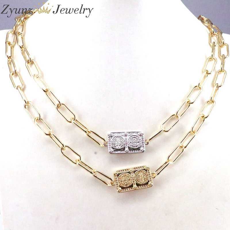 5PCS, Religious Jewelry Copper Metal San Benito Clear CZ Paved Collar Necklaces X0707
5PCS, Religious Jewelry Copper Metal San Benito Clear CZ Paved Collar Necklaces X0707