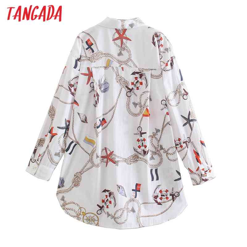 Women Vintage Oversized Print Blouse Long Sleeve Chic Female Office Lady Shirt Blusas Femininas JE19 210416