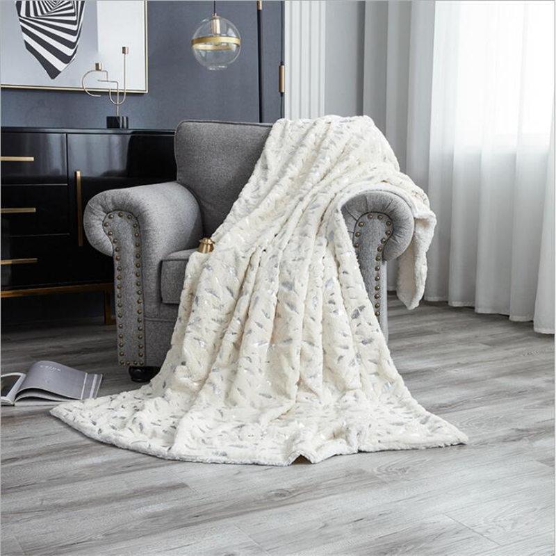 Lamb Cashmere PV Velvet Double Layer Silver Blanket Super Warm Soft Feather Lunch Break Travel Sofa Throw Bed Cover Blankets