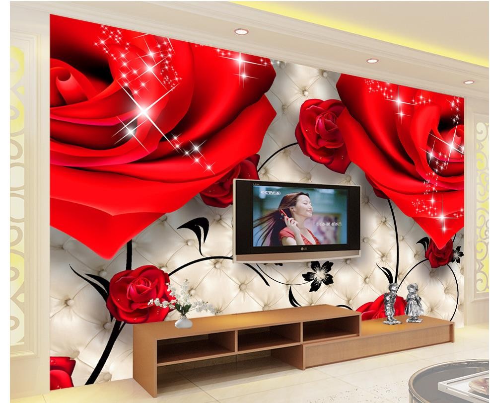 Custom photo Rose Soft Pack TV backdrop wallpaper flowers 3d mural paintings stereoscopic 3d wallpaper