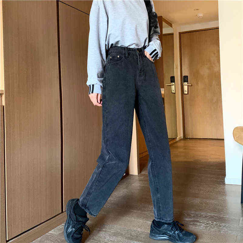Spring/summer Fashion 9-point straight jeans women's size Hong Kong style high waist slim fat mm loose Joker Torre pants 211112