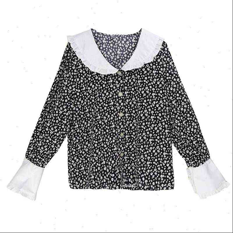 perhaps u womens shirts black shirt button floral print ruffle peter pan collar flare long sleeve korea japan b0757, White
perhaps u womens shirts black shirt button floral print ruffle peter pan collar flare long sleeve korea japan b0757, White