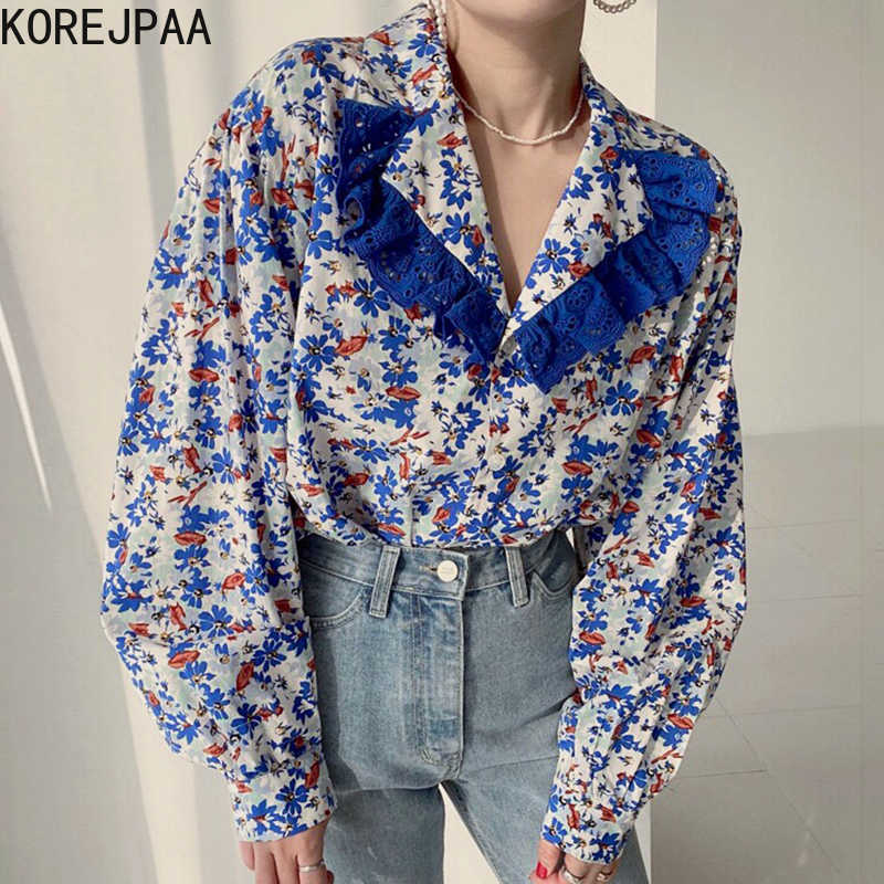 Korejpaa Women Shirt Korean Fashion Joker Lapel Hollow Lace Stitching Single-breasted Loose Bubble Sleeve Printed Shirt Top 210526, White
Korejpaa Women Shirt Korean Fashion Joker Lapel Hollow Lace Stitching Single-breasted Loose Bubble Sleeve Printed Shirt Top 210526, White