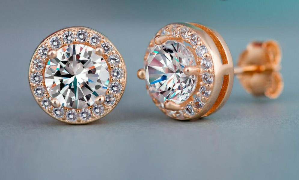 HipHop Dia White Gold Plated Zirconal Stud Round Square Cubic Zircon Earring for Men Women Shiny Crystal Earrings Jewelry Gift