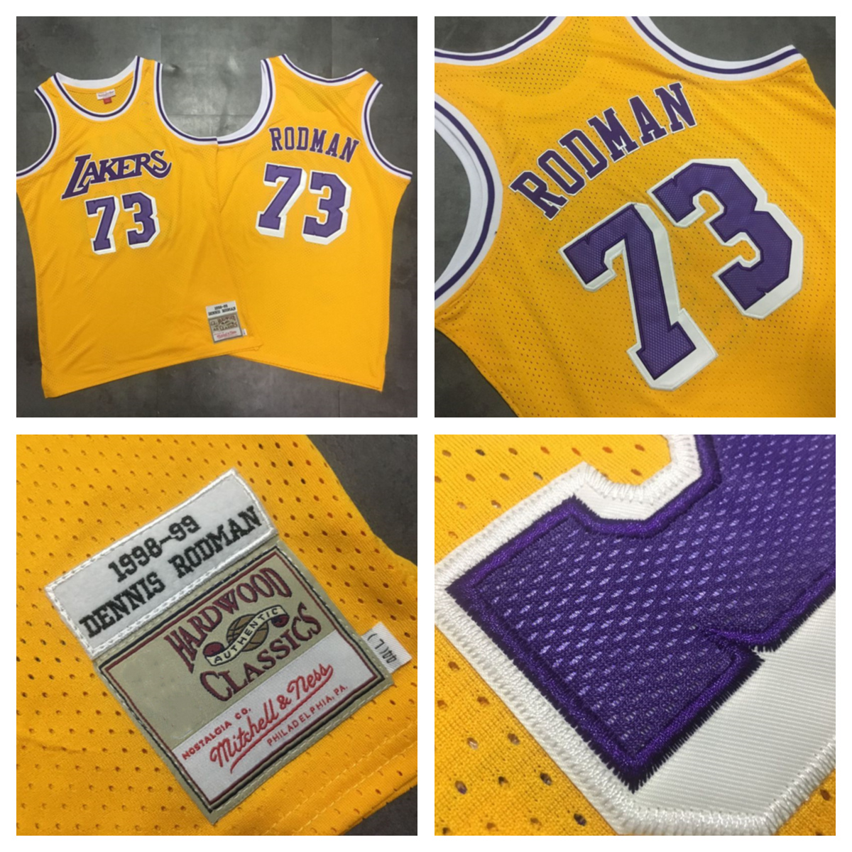 Retro Men Basketball Jerseys Los Angeles Lakers Dennis 73 Rodman Mitchell & Ness Hardwoods Classics 1998-99 Yellow Embroidered Jersey, Black;red
Retro Men Basketball Jerseys Los Angeles Lakers Dennis 73 Rodman Mitchell & Ness Hardwoods Classics 1998-99 Yellow Embroidered Jersey, Black;red
