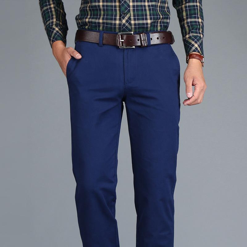 Men's Pants 2021 Summer Men Business Casual Cotton Khaki Man Spring Autumn Black Blue Work Pant Army Green Straight Long Trousers