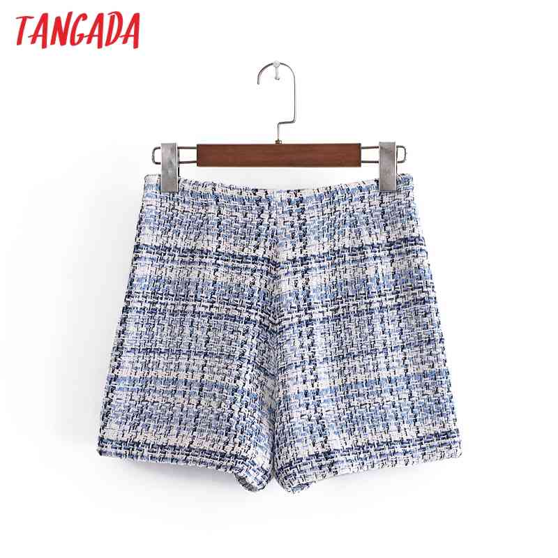 Women's Tweed Oversized Jacket Spring Fashion Suit 2 Piece Set Coat and Shorts 3H218 210416