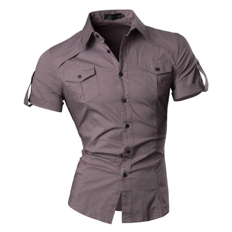 jeansian Men's Summer Short Sleeve Casual Dress Shirts Fashion Stylish 8360 220309