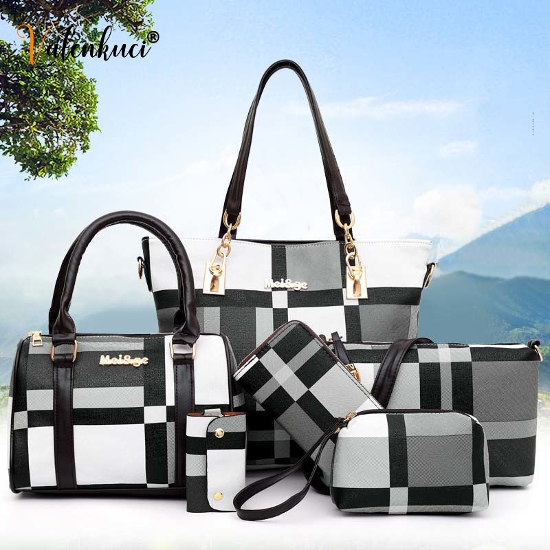 Fashion Handbags PCS Set Plaid Colors Handbag Shoulder Travel Shopping Crossbody Bag, Black
Fashion Handbags PCS Set Plaid Colors Handbag Shoulder Travel Shopping Crossbody Bag, Black