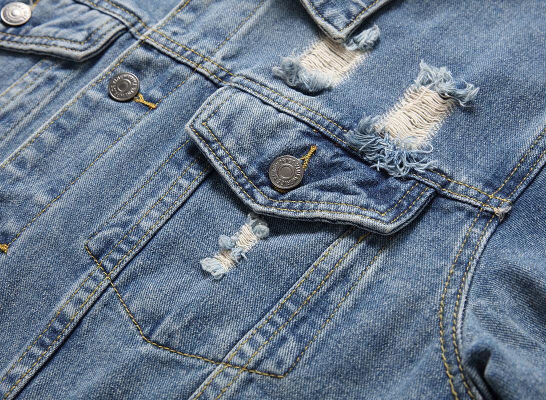 Spring And Autumn Denim Ripped Hooded Jacket Young Men's Slim Fashion Casual Long-sleeved Jackets