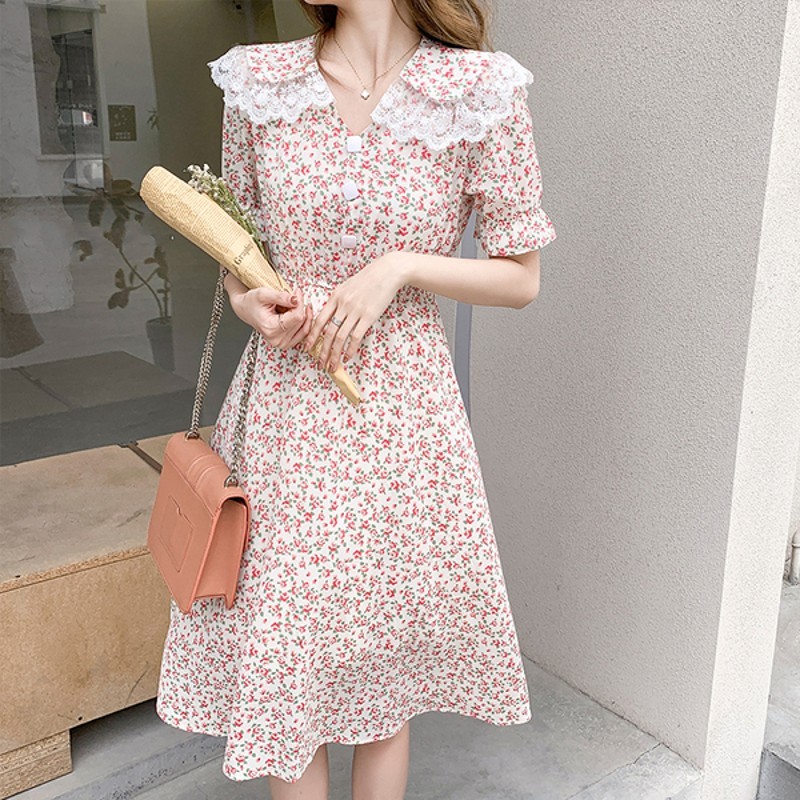 Vintage Women Summer Sweet Floral Lace Peter Pan Collar Chiffon Dress Vestido Fashion Boho Holiday A-line Casual Dress Robe 210518, Pink
Vintage Women Summer Sweet Floral Lace Peter Pan Collar Chiffon Dress Vestido Fashion Boho Holiday A-line Casual Dress Robe 210518, Pink