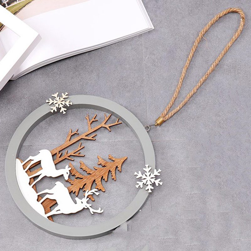 Christmas Tree Decoration Wooden Crafts Elk Pendant Nordic Creative 3D Home Wall Hangings Round DIY Hollow Ornament Hemp Rope
Christmas Tree Decoration Wooden Crafts Elk Pendant Nordic Creative 3D Home Wall Hangings Round DIY Hollow Ornament Hemp Rope