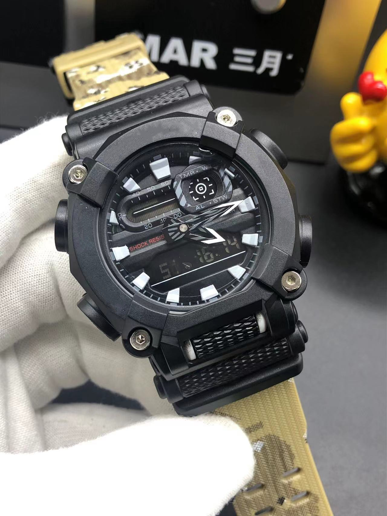 Men's Sports Digital Quartz Watch GA-900 High Quality Automatic Raise Hand Light LED Dual Display Nylon Strap, Slivery;brown
Men's Sports Digital Quartz Watch GA-900 High Quality Automatic Raise Hand Light LED Dual Display Nylon Strap, Slivery;brown