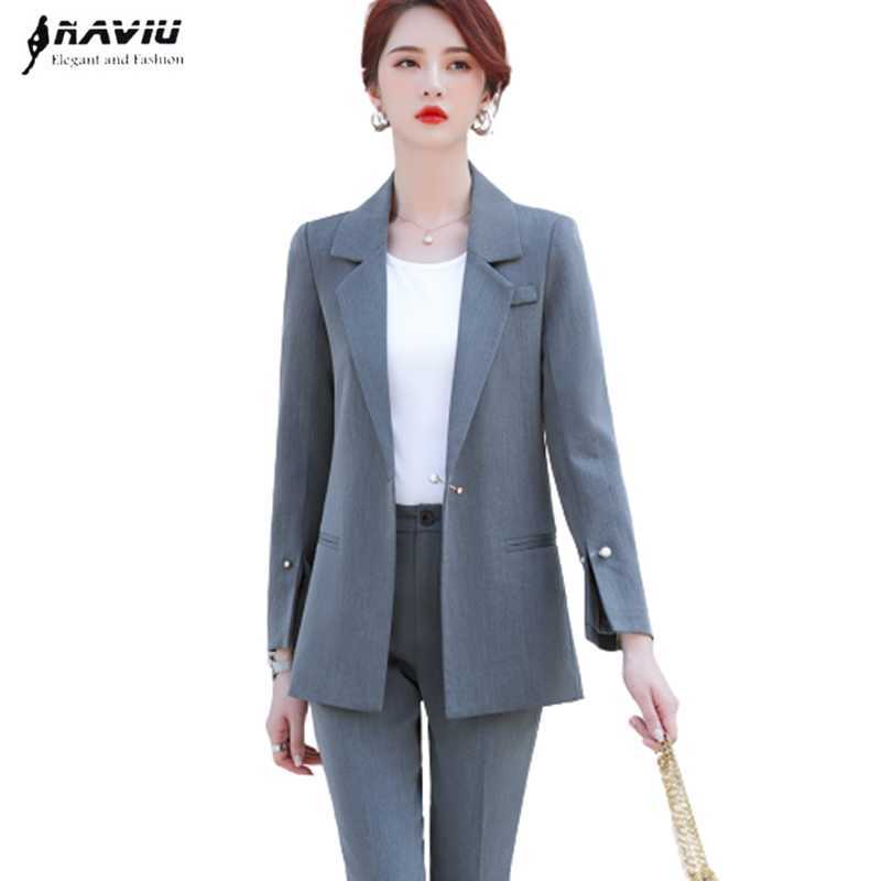 Gray Pants Suit Women Autumn Temperament Fashion Casusl Long Sleeve Blazer and Trousers Office Ladies Formal Work Wear 210604, Gray coat and pants
Gray Pants Suit Women Autumn Temperament Fashion Casusl Long Sleeve Blazer and Trousers Office Ladies Formal Work Wear 210604, Gray coat and pants