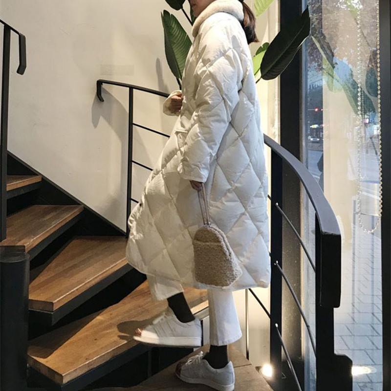 OL Faux Fur Collar Long Coat Winter Jacket Thick Warm Women Parkas Classic Elegant Solid Single-breasted Parka 210421