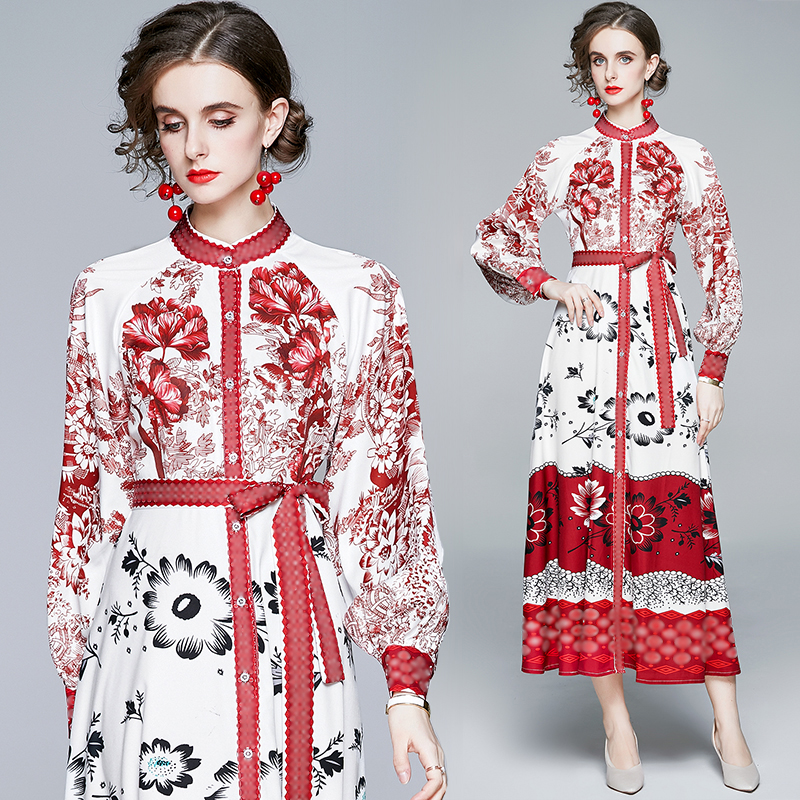 2021 Floral Runway Button Shirt Dress Ladies Designer Fashion Long Sleeve Mock Neck Printed Office Holiday Prom Slim A-Line Maxi Dresses Aut, Black;gray
2021 Floral Runway Button Shirt Dress Ladies Designer Fashion Long Sleeve Mock Neck Printed Office Holiday Prom Slim A-Line Maxi Dresses Aut, Black;gray