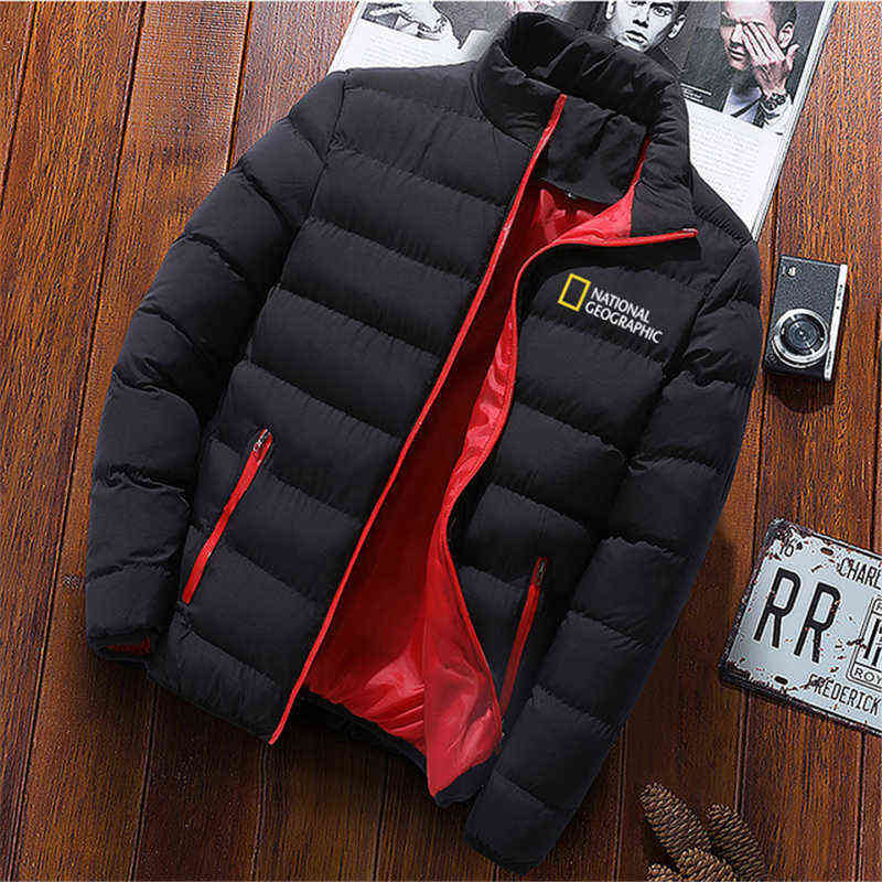 National Geographic Men'S Down Jacket Printing New Down Jacket Stand-Up Collar Long-Sleeved Men'S Autumn And Winter Zipper Y1103