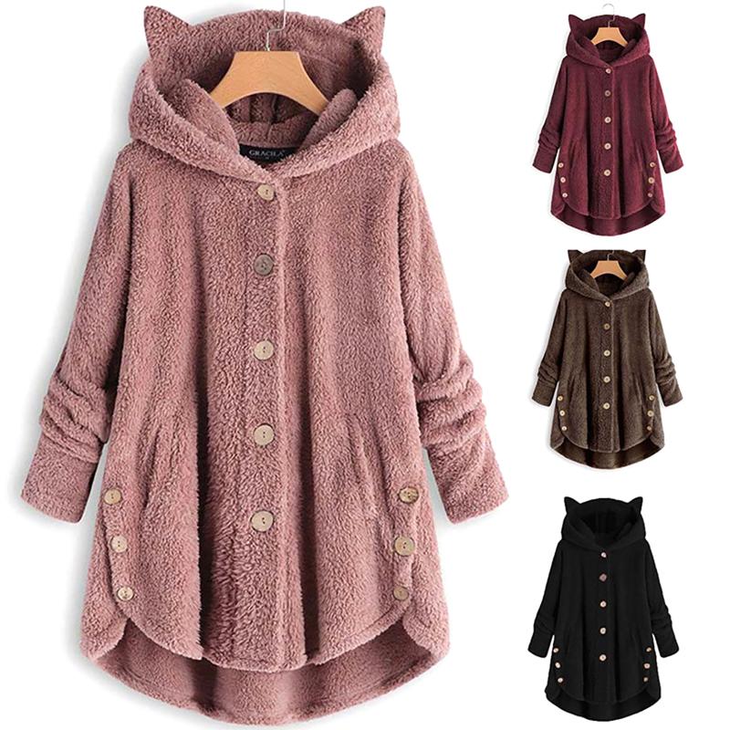Women's Fur & Faux Plus Size Women Winter Coat Fleece Warm Hooded Long Sleeve Jacket Cat Ear Fluffy Comfy Tops Casual Loose Solid Hoodies, Black
Women's Fur & Faux Plus Size Women Winter Coat Fleece Warm Hooded Long Sleeve Jacket Cat Ear Fluffy Comfy Tops Casual Loose Solid Hoodies, Black