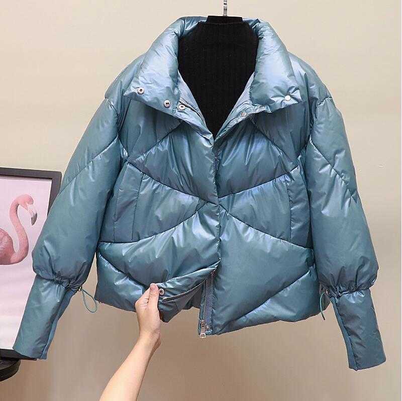 Winte jacket women Thick Parkas Casual Loose Down Cotton Jacket Warm Cotton Padded parka Women Fashion Glossy Plus size OverCoat 210819