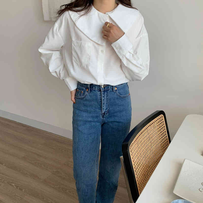 White Vintage Full Sleeves Brief Solid All Match Retro Lace-Up Office Lady Female Streetwear Chic Korean Shirts 210421