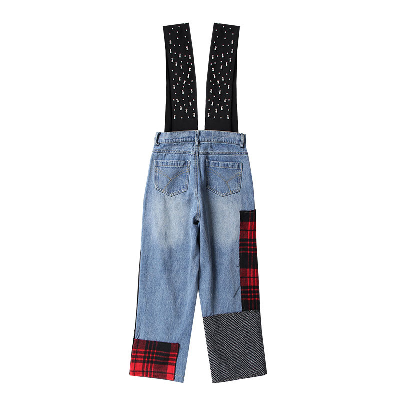 DEAT New Spring And Summer Fashion Casual Loose Button Solid Color Strap Leg Jeans Long Pants Women SH755 210428