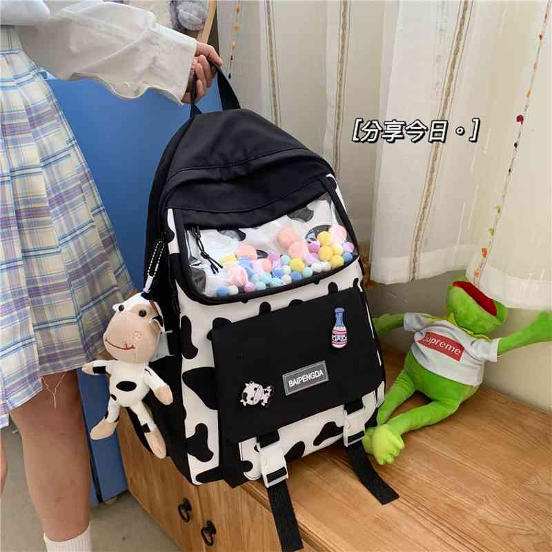 Backpack schoolbag junior high school student lovely sweet backpack female Korean version simple Sen Department College style, Yellow (without pendant)