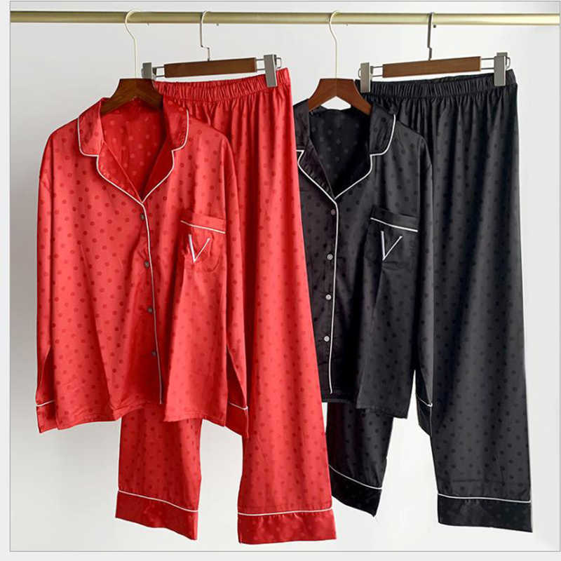 Autumn and Winter Sleepwear Long Sleeve Pajamas For Women Satin Silk Pants Set Sexy Pajamas Women's Home Clothes Evening Wear 210924