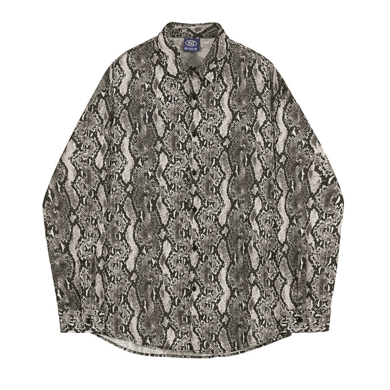 IEFB Men's Wear Korean Streetwear Fashion Long Sleeve Shirts Trend Loose Snake Print Shirt Handsome Men's Clothing 9Y6580 210524