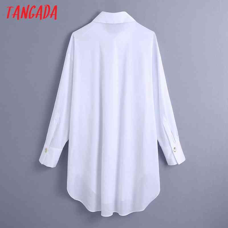 Women Retro Oversized White Long Blouse Golden Buttons Chic Female Casual Loose Shirt Blusas BE443 210416