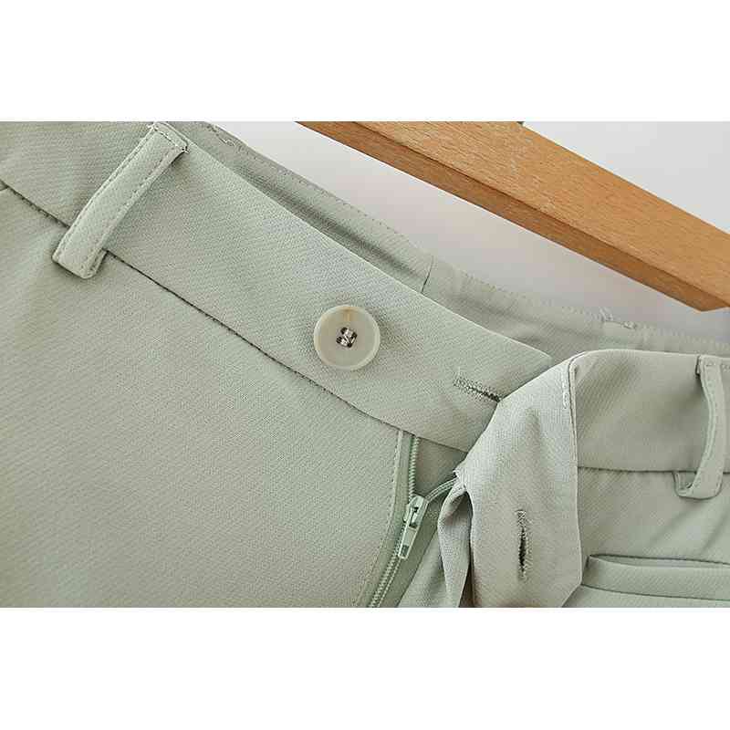 elegant women green shorts summer fashion ladies polyester and cotton female casual girls mid 210430