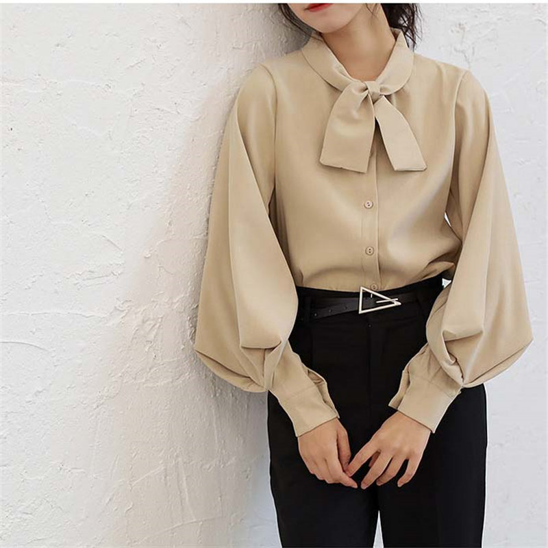 Large Size Formal Loose Solid Brief Women Blouse Office Lady Work Wear Top Blouses All-Match Elegant Shirt 210421