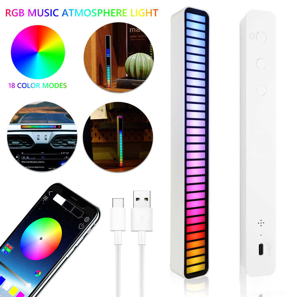 Car Bar Lights Rhythm Multicolor Music Sound Control Atmosphere LED Strip Home RGB Colorful Tube Ambient Light Decor free shipping