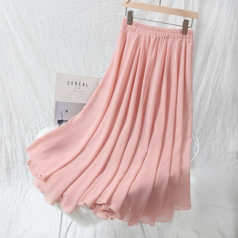 Arrival Summer Chiffon Skirt Korea Fashion Prairie Chic Women High Waist Swing s Sweet A-line Ankle-length D184 210512