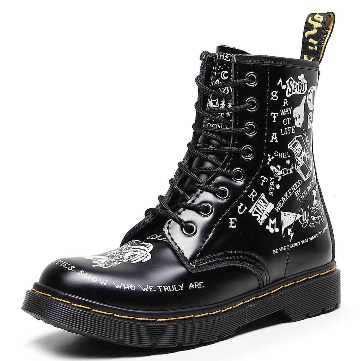 dress shoes famous brand men boots couple genuine leather high graffiti motorcycle for man women autumn skull nu9q, Black
dress shoes famous brand men boots couple genuine leather high graffiti motorcycle for man women autumn skull nu9q, Black