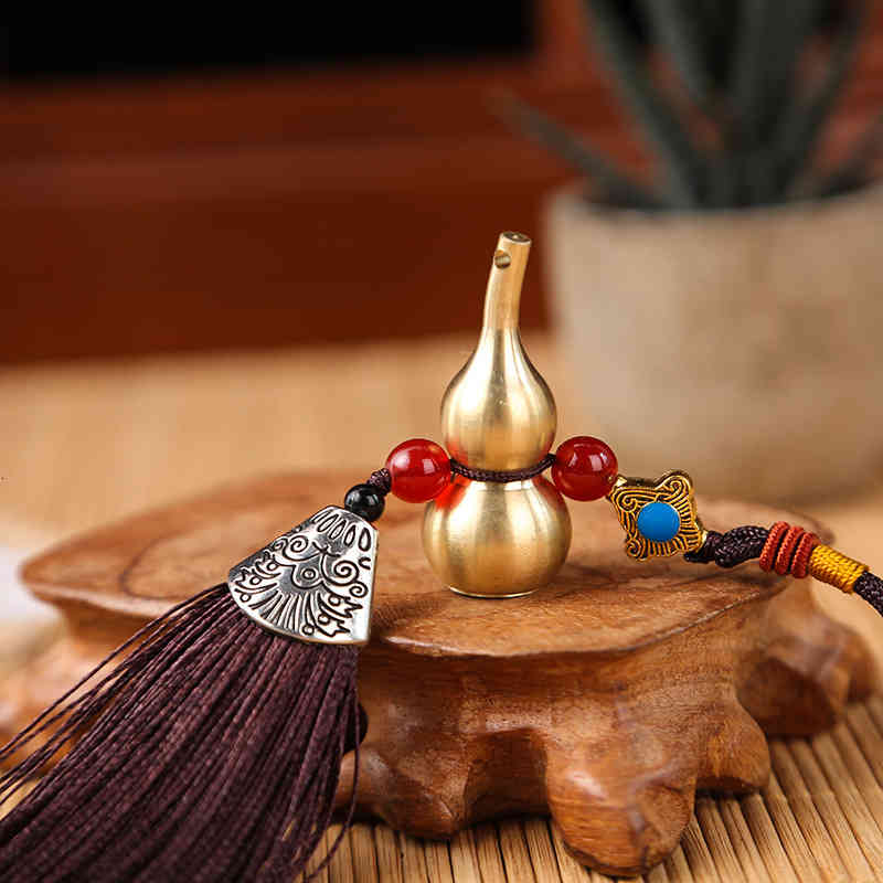 Key Rings Tassel Copper Gourd Bag Hanging Chinese Style Colorful Chain Accessories Car Pendant Jewelry Small Gift