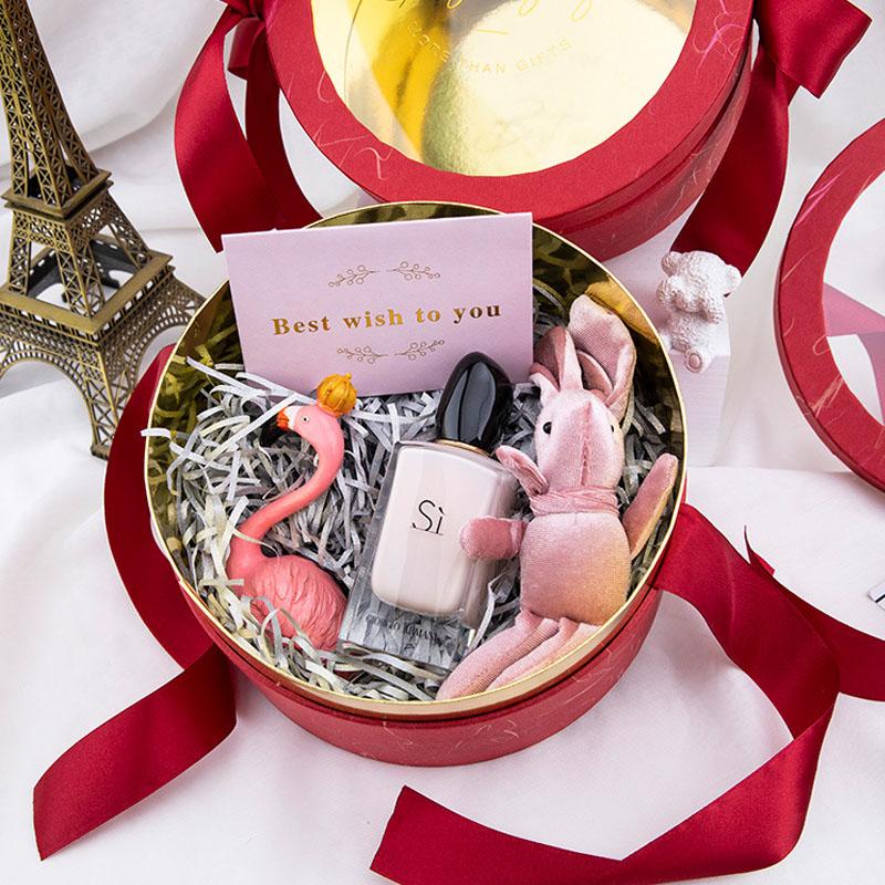 Tanabata Valentine's Day Gift Flower Boxes Packaging Round Portable Ribbon Box Material Wrap