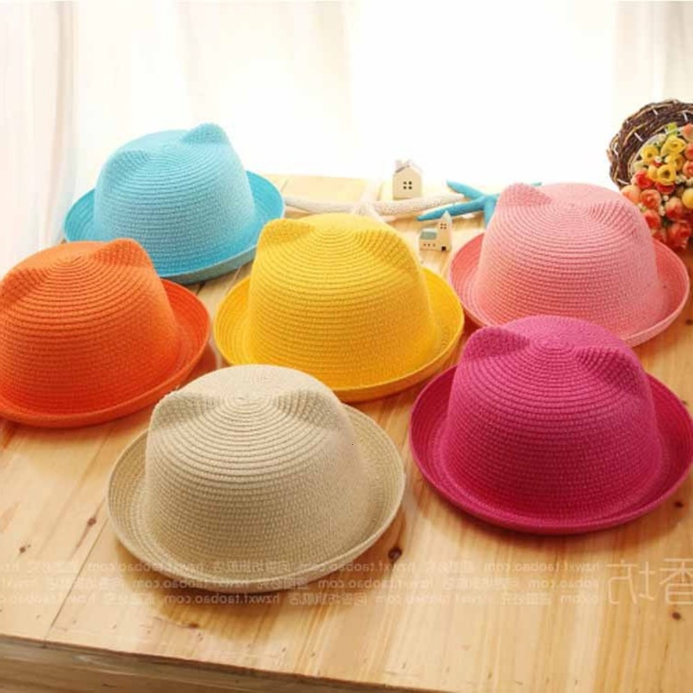 Summer cute cat ear parent child straw Korean bear children's Beach sun hat men's and women's spring, Yellow
Summer cute cat ear parent child straw Korean bear children's Beach sun hat men's and women's spring, Yellow