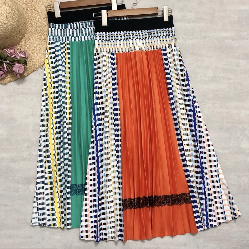 skirts Autumn Drape Contrast Plaid Printed A-line Pleated Spring Elegant Green/Orange Color Block Calf Long Skirts
skirts Autumn Drape Contrast Plaid Printed A-line Pleated Spring Elegant Green/Orange Color Block Calf Long Skirts