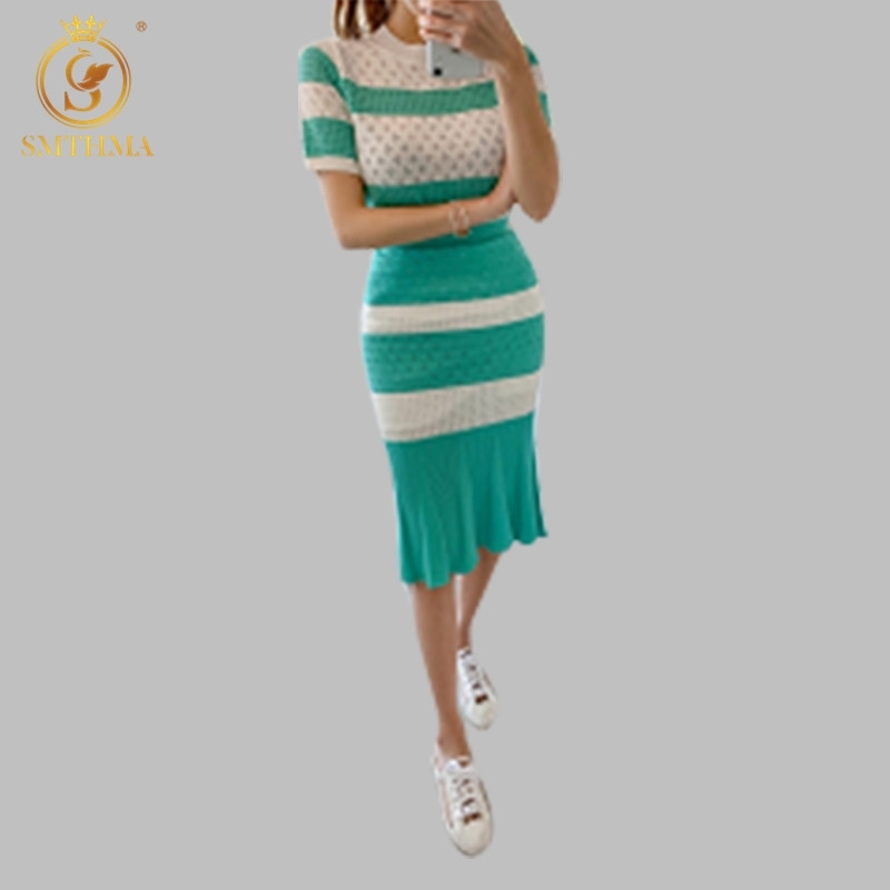 Fashion Summer Women 2pcs Skirt Suits Ruffle striped Hollow Knitting Blouses Tops +Mermaid SKirt Sets Two Piece Set 210520, Not button
Fashion Summer Women 2pcs Skirt Suits Ruffle striped Hollow Knitting Blouses Tops +Mermaid SKirt Sets Two Piece Set 210520, Not button