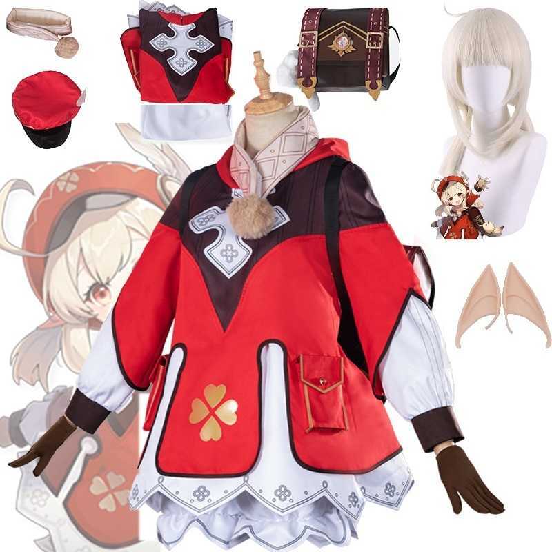 Anime Game Genshin Impact Klee Cosplay Costume Wig Shoes Outfit Halloween Party